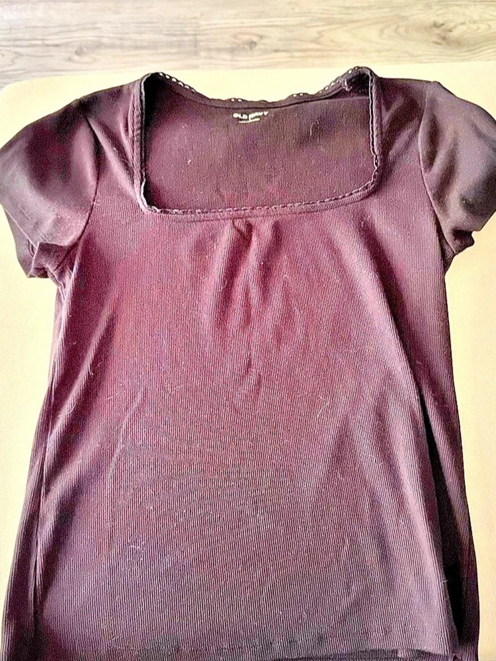 Old Navy Ribbed Square-Neck T-Shirt Black